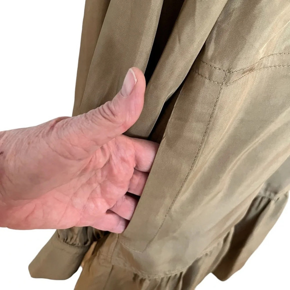 Banana Republic Holiday 2021 Utility Flo Rayon Khaki Twill Dress Balloon Sleeves - Picture 9 of 10